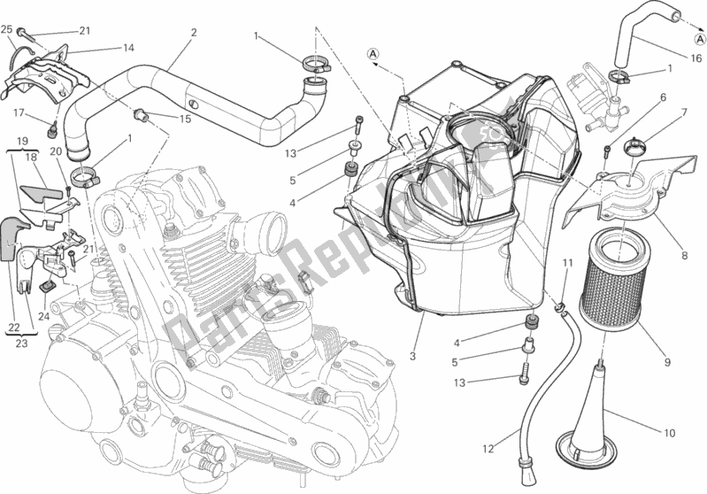 Alle onderdelen voor de Inname van de Ducati Monster 795 ABS Corse Stripe CHN-Thailand 2014